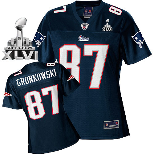 Patriots #87 Rob Gronkowski Blue Women's Team Color Super Bowl XLVI Stitched NFL Jersey